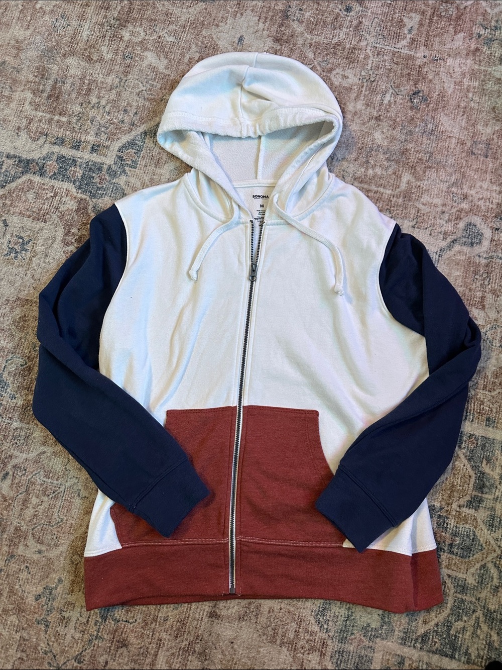 Color Block Zip Up Hoodie